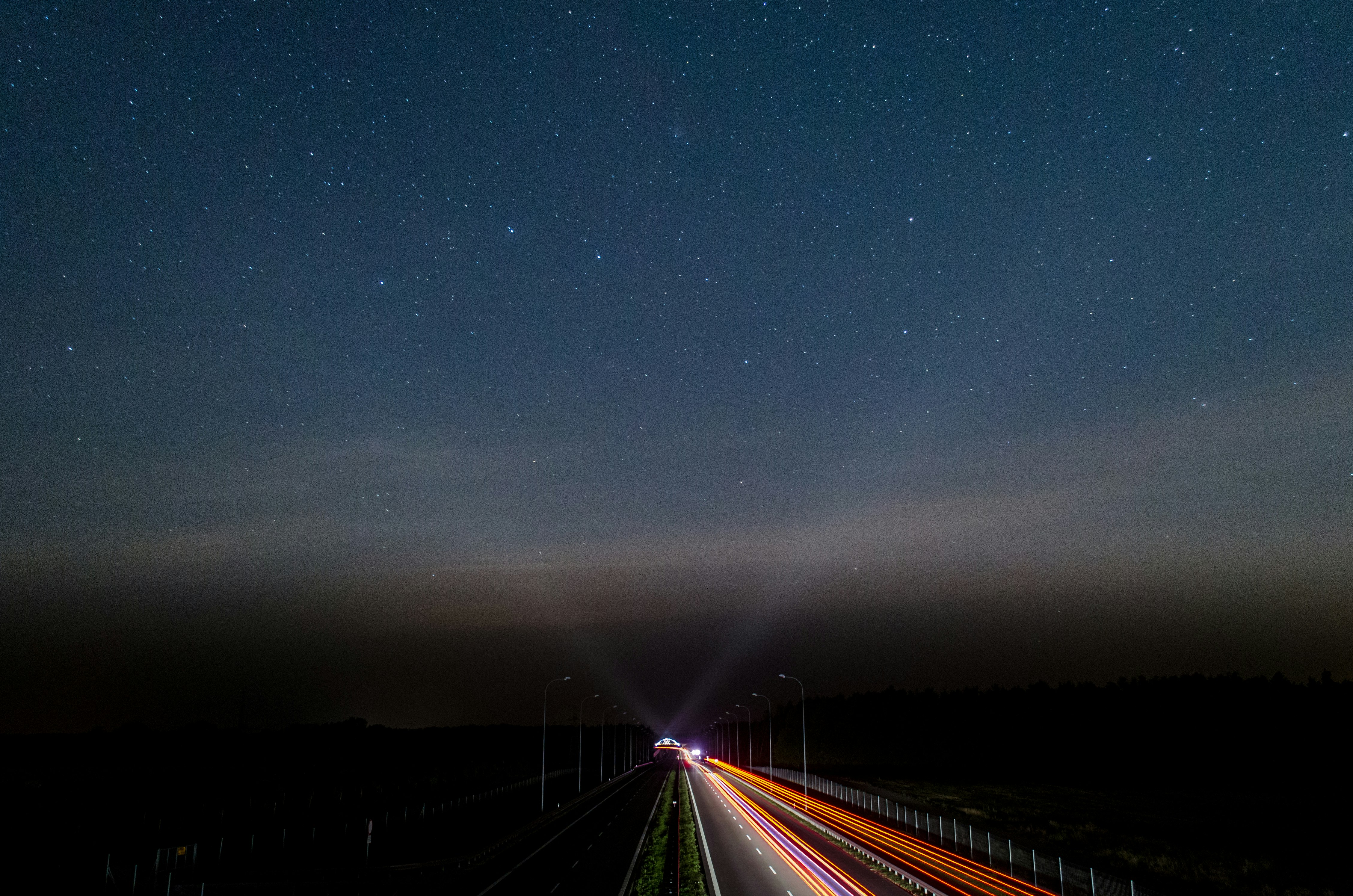 vehicles on road during night time